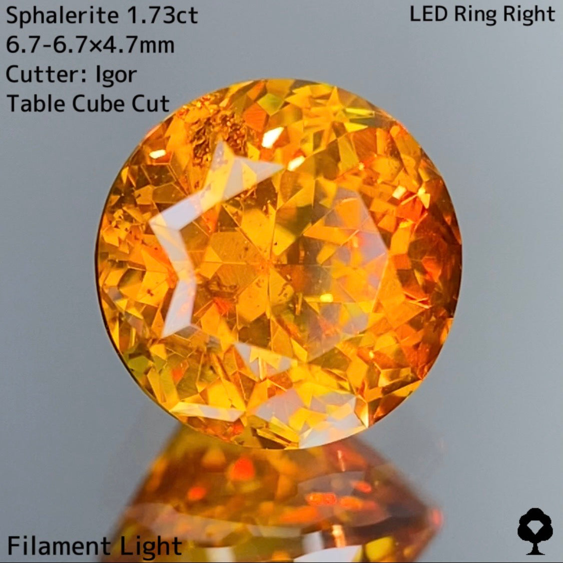 ★インクル表出特価★オレンジーゴールドの明るく鮮やかな色と強い煌めきが元気をくれるイガちゃん初スファレキューブ★スファレライト 1.73ct