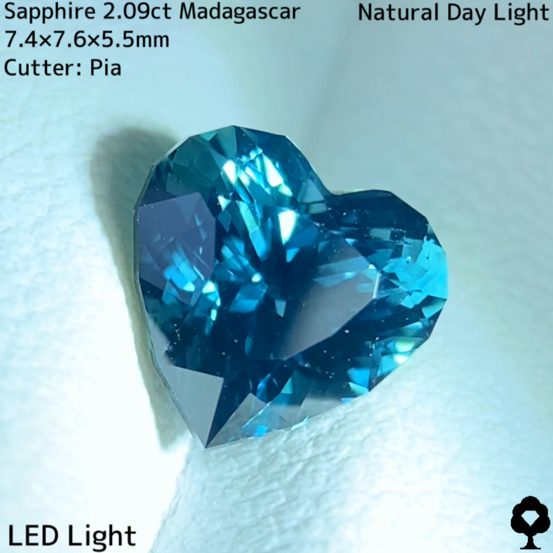 美色ティールブルーがたまらないファンシーハートシェイプ★サファイア2.094ct
