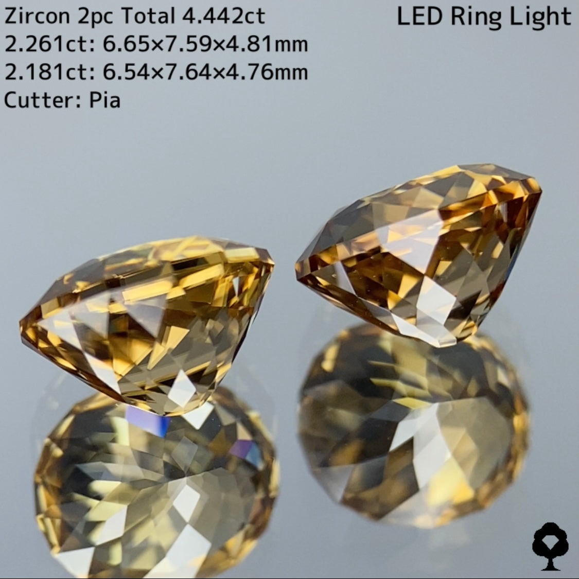 ゴージャスかつシックさもある存在感抜群のギラギラペア★ジルコン 2.261ct / 2.181ct / 2pc Total 4.442ct【10ZBご利用可】