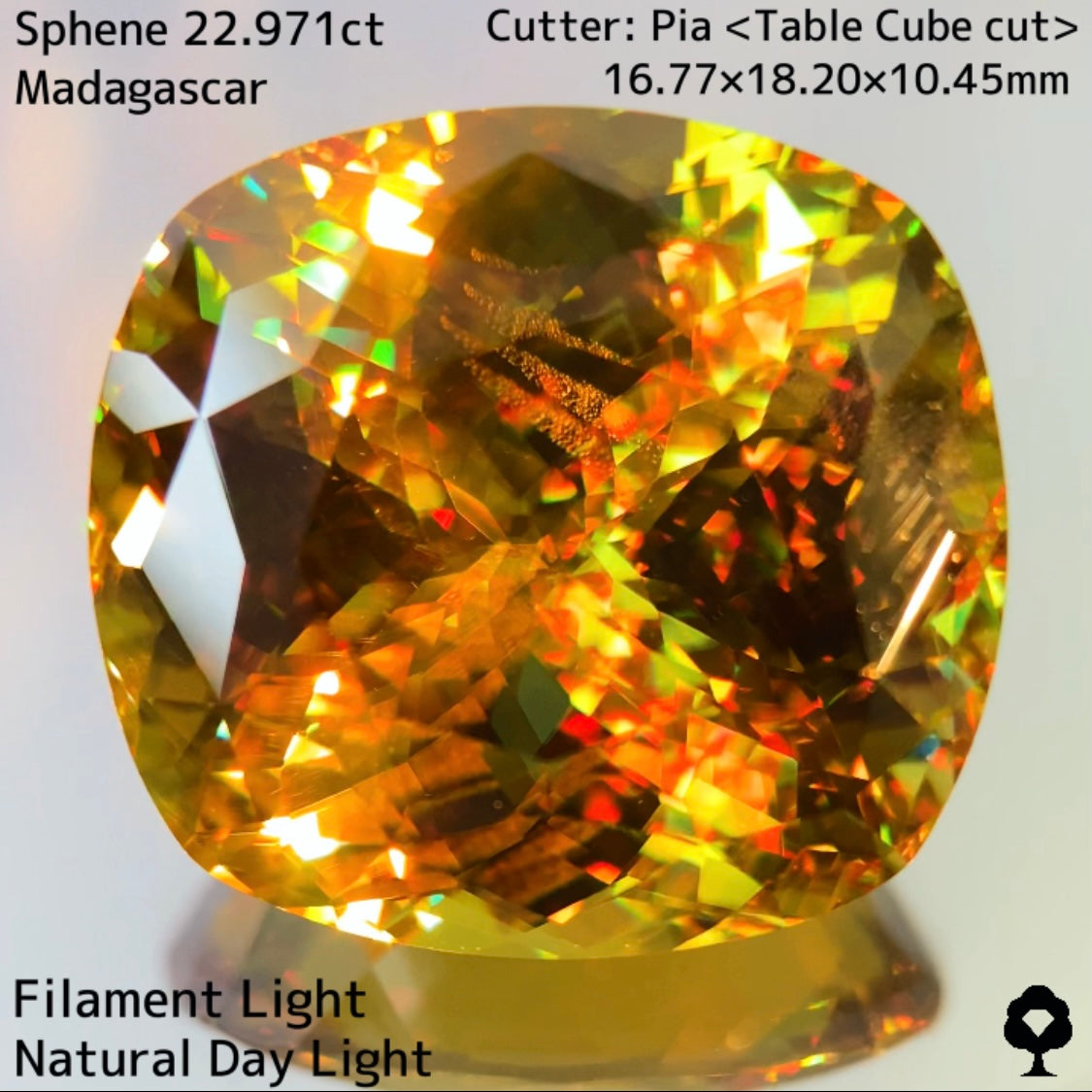 マダガスカルスフェーン22.971ct★美しさ・クラリティ・サイズどれをとっても博物館級のピアッちゃん初テーブルキューブ