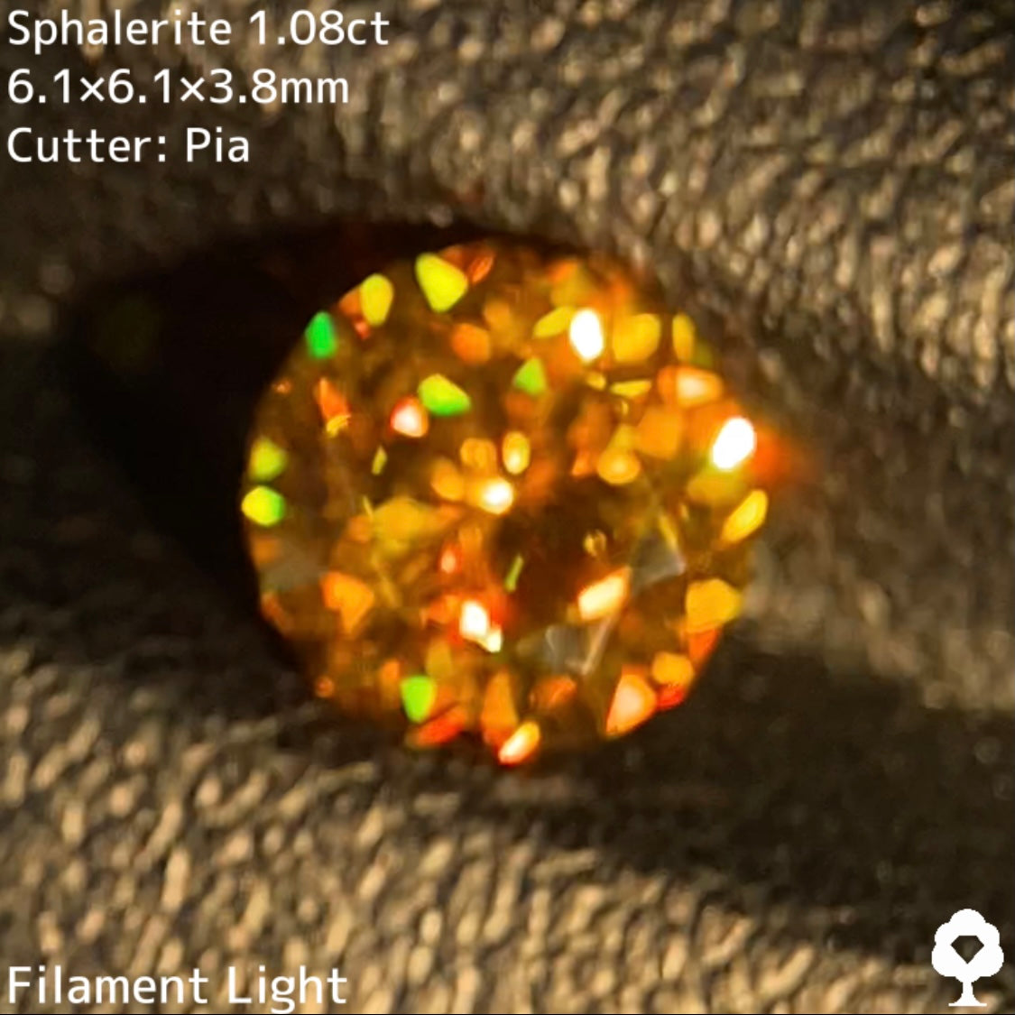 スファレライト1.08ct★希少なクラリティの美結晶がテリツヤ抜群の完璧な16角形ファンシーラウンドに仕上がった奇跡
