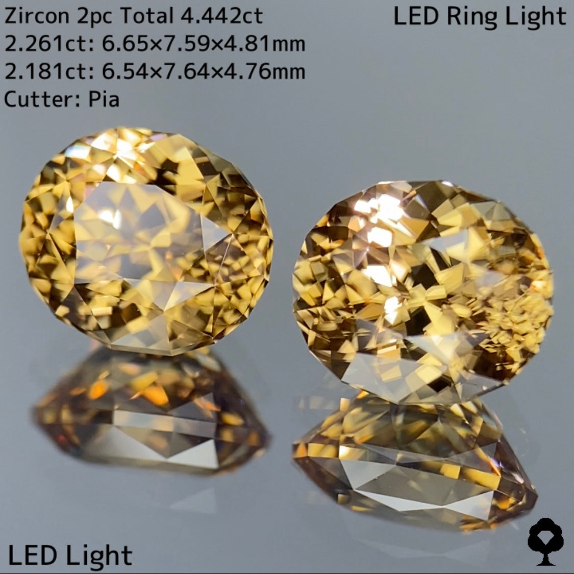 ゴージャスかつシックさもある存在感抜群のギラギラペア★ジルコン 2.261ct / 2.181ct / 2pc Total 4.442ct【10ZBご利用可】
