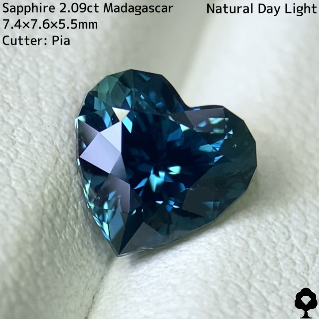 美色ティールブルーがたまらないファンシーハートシェイプ★サファイア2.094ct