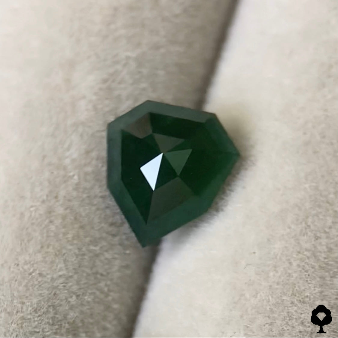 濃厚な美深緑のヒスイがナント新宝石型カットに★ヒスイ(翡翠)0.768ct【2ZBご利用可】