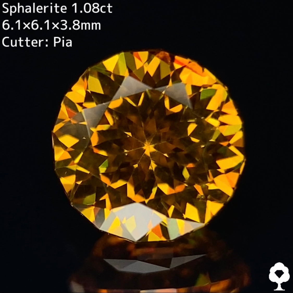 スファレライト1.08ct★希少なクラリティの美結晶がテリツヤ抜群の完璧な16角形ファンシーラウンドに仕上がった奇跡