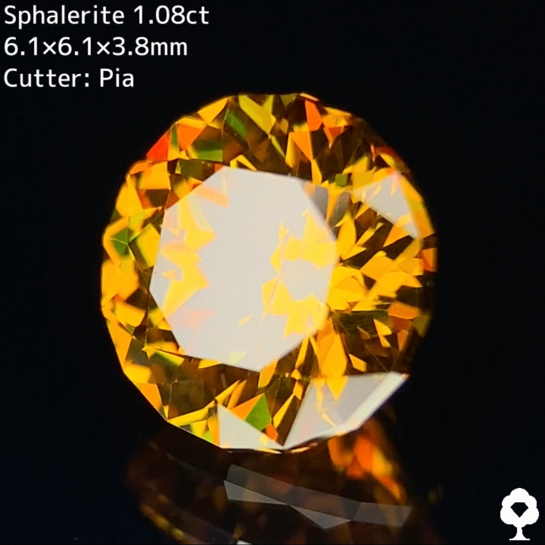 スファレライト1.08ct★希少なクラリティの美結晶がテリツヤ抜群の完璧な16角形ファンシーラウンドに仕上がった奇跡