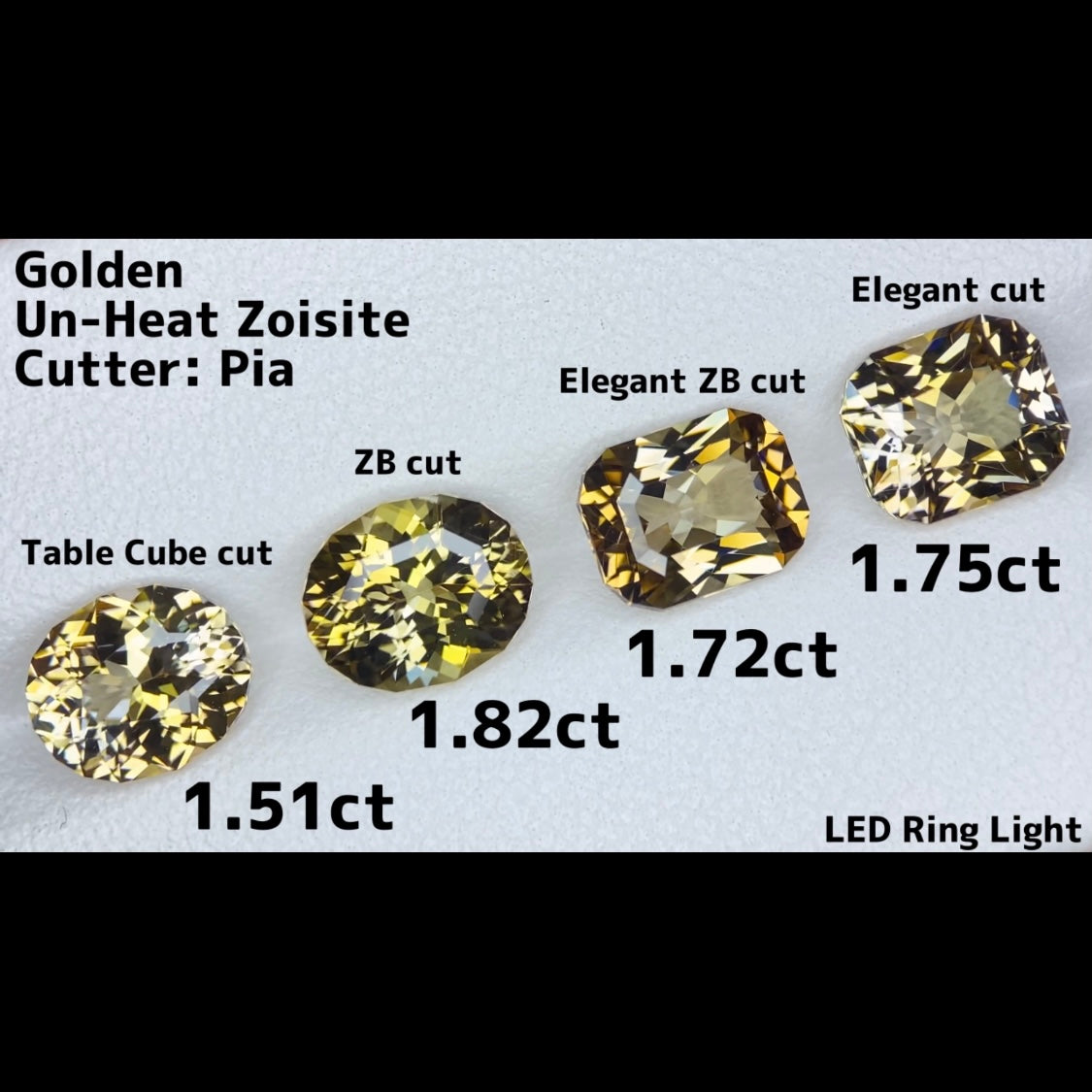 ゴールドとグリーンとの多色感がたまらない色合いのZBカット★非加熱ゾイサイト 1.82ct