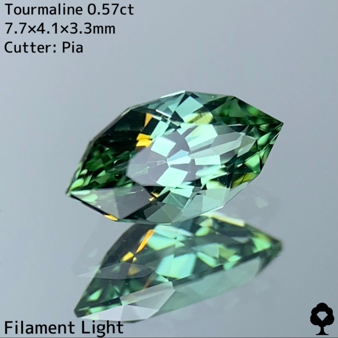お客さま専用【宝石づくり勉強中プライス】ミントグリーンの地色から両先端にかけてのグラデーショングリーンがたまらない★トルマリン0.57ct