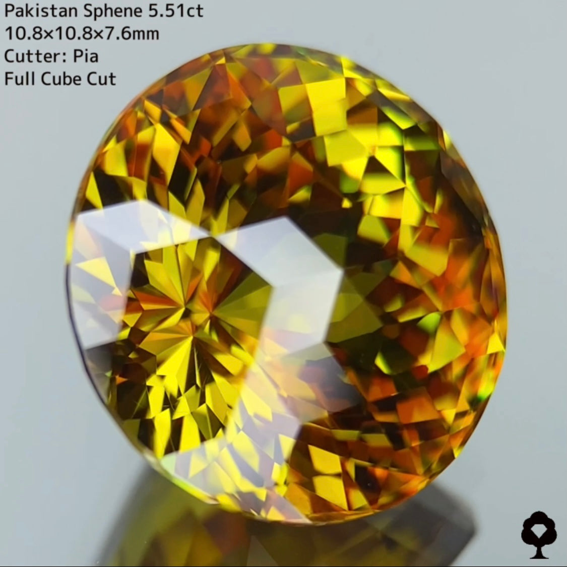 【GTJ殿堂入りのため5/14(日)販売終了】やっとたどり着いたピアッちゃんの初フルキューブはとてつもない色合いの煌めき★パキスタンスフェーン5.51ct