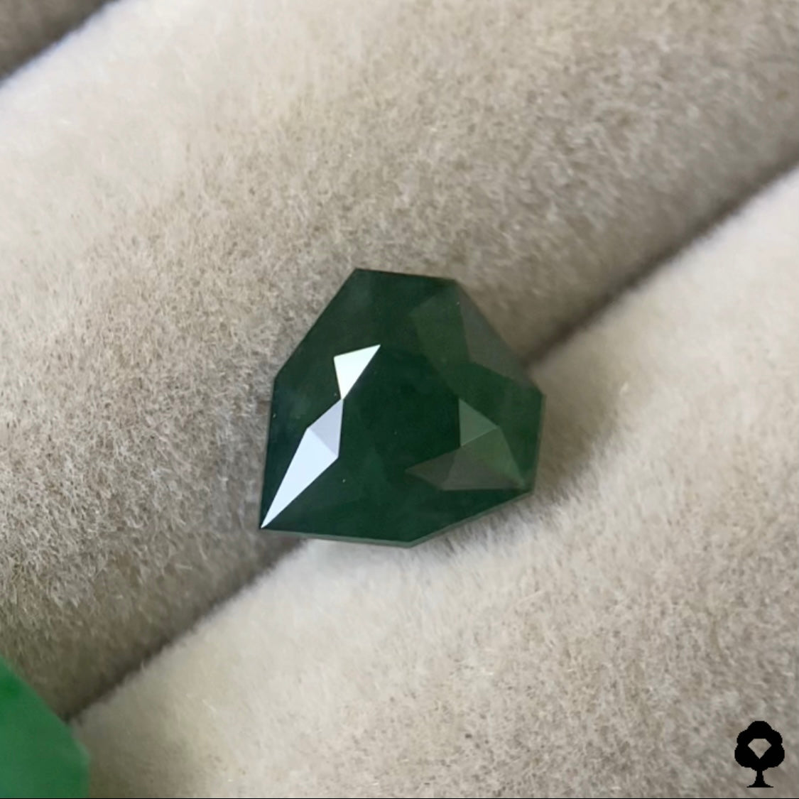 濃厚な美深緑のヒスイがナント新宝石型カットに★ヒスイ(翡翠)0.768ct【2ZBご利用可】