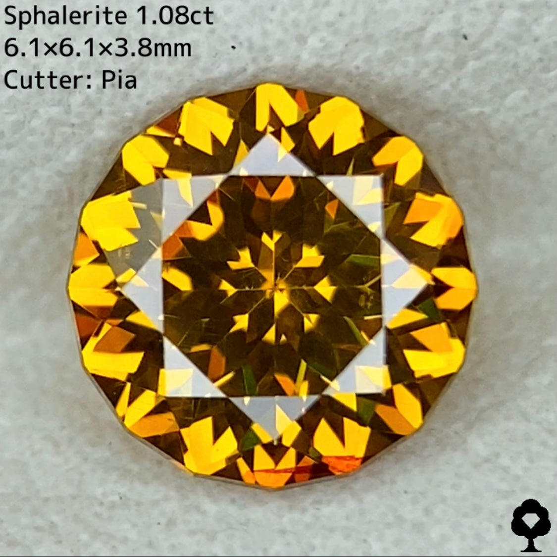 スファレライト1.08ct★希少なクラリティの美結晶がテリツヤ抜群の完璧な16角形ファンシーラウンドに仕上がった奇跡