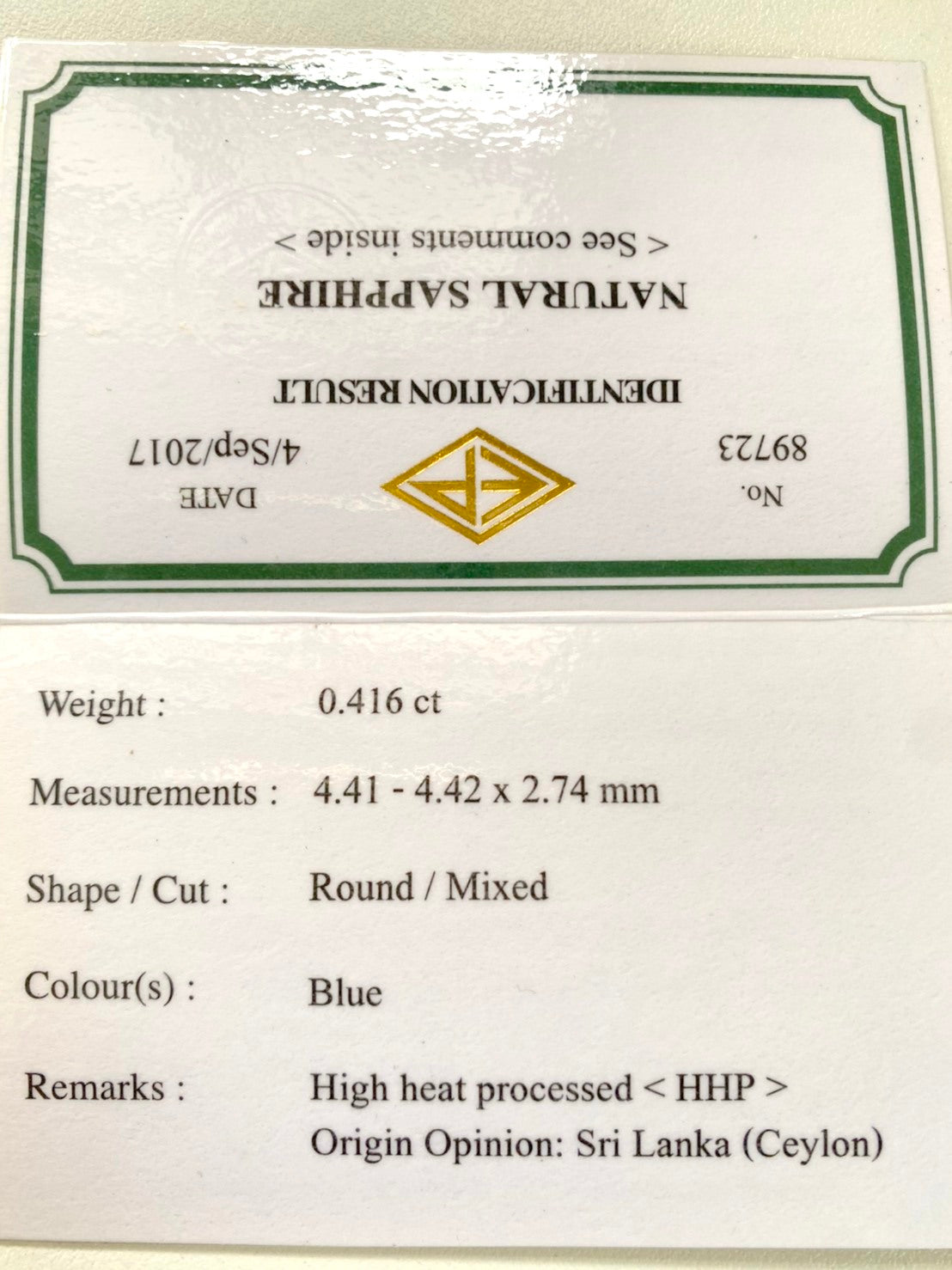 美品👍スリランカ産コーンフラワーブルーサファイア0.416ct 💎ピアッちゃん作品