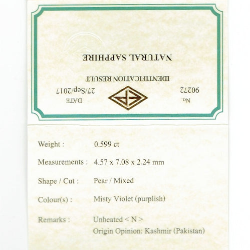 非加熱アザド(パキスタン)カシミール0.599ct💎専門店ならではの“サファイア祭り”✨先ずは魅力的な即決価格を付けてオークションでスタート❗️こちらは17日「20時20分終了」となります⏰