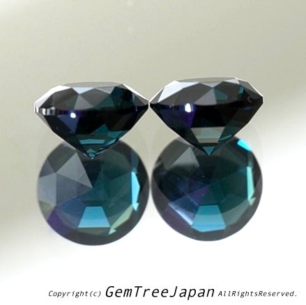 ビカッと美色出現✨ティール系グリーンブルーの双子ラウンドスピネル0.60ct×2個セット💎💎ピアッちゃん作品【コランダム夏祭り特別価格❗️】