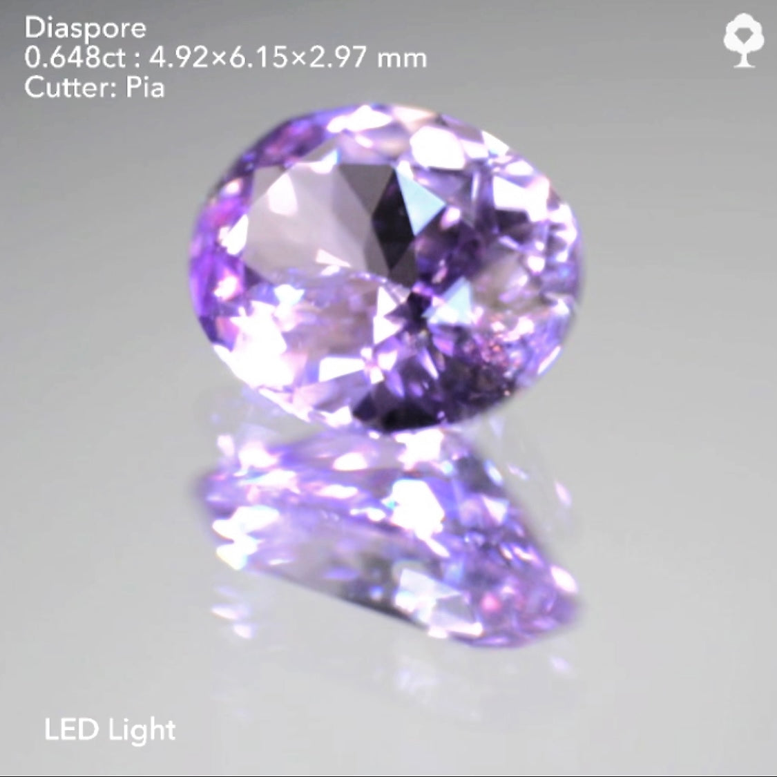 カラフルファイアーをちりばめたキラキラのガラス光沢✨パープルピンクダイアスポア0.648ct★ピアッちゃん作品