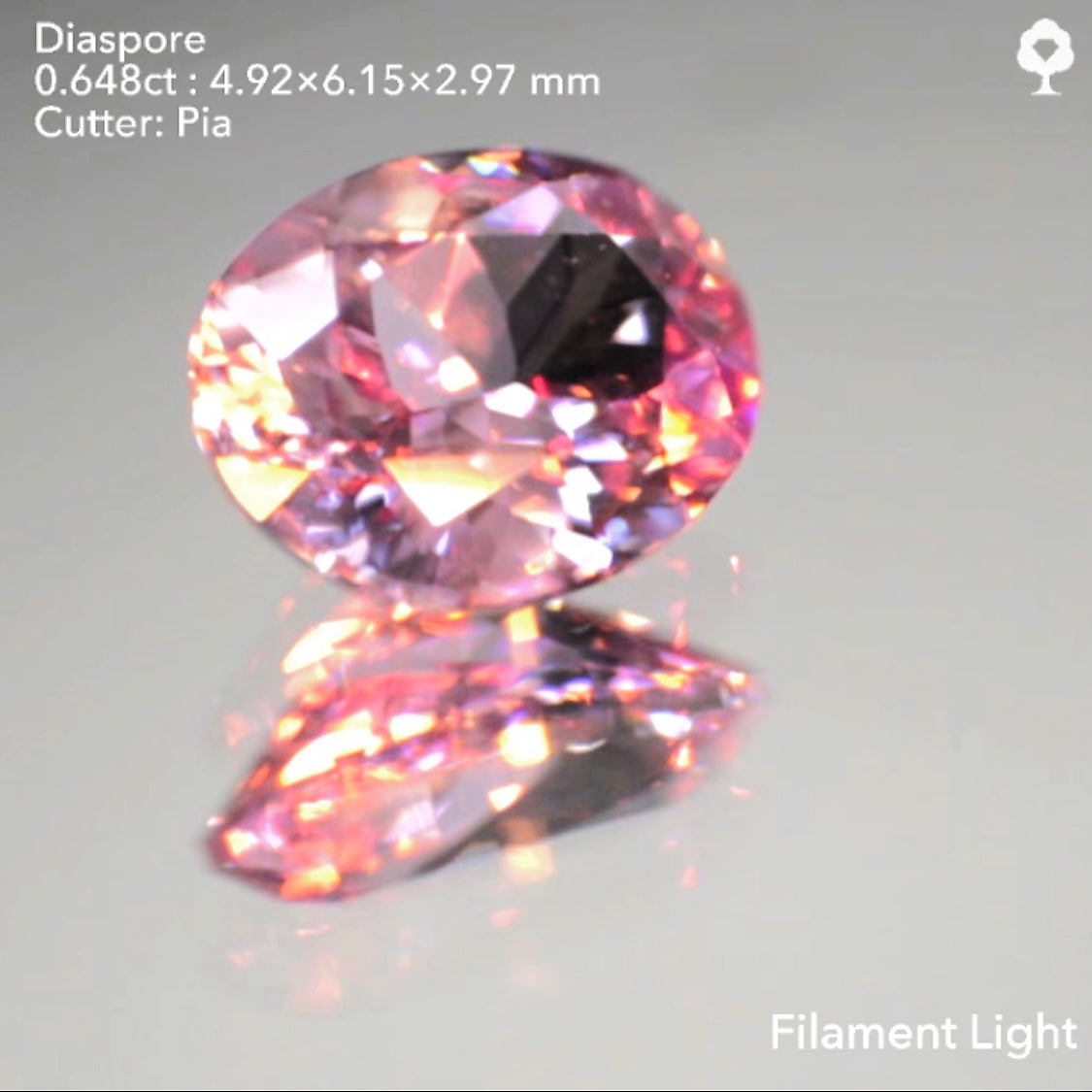 カラフルファイアーをちりばめたキラキラのガラス光沢✨パープルピンクダイアスポア0.648ct★ピアッちゃん作品