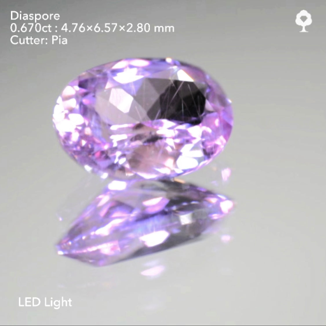 美色の中に隠れた「針インクル」が綺麗✨パープルピンクダイアスポア0.670ct★ピアッちゃん作品