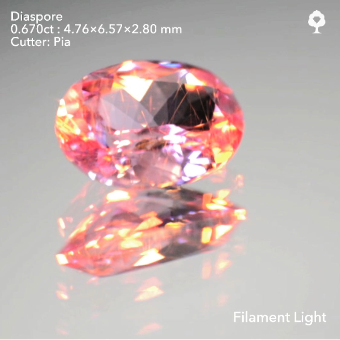 美色の中に隠れた「針インクル」が綺麗✨パープルピンクダイアスポア0.670ct★ピアッちゃん作品