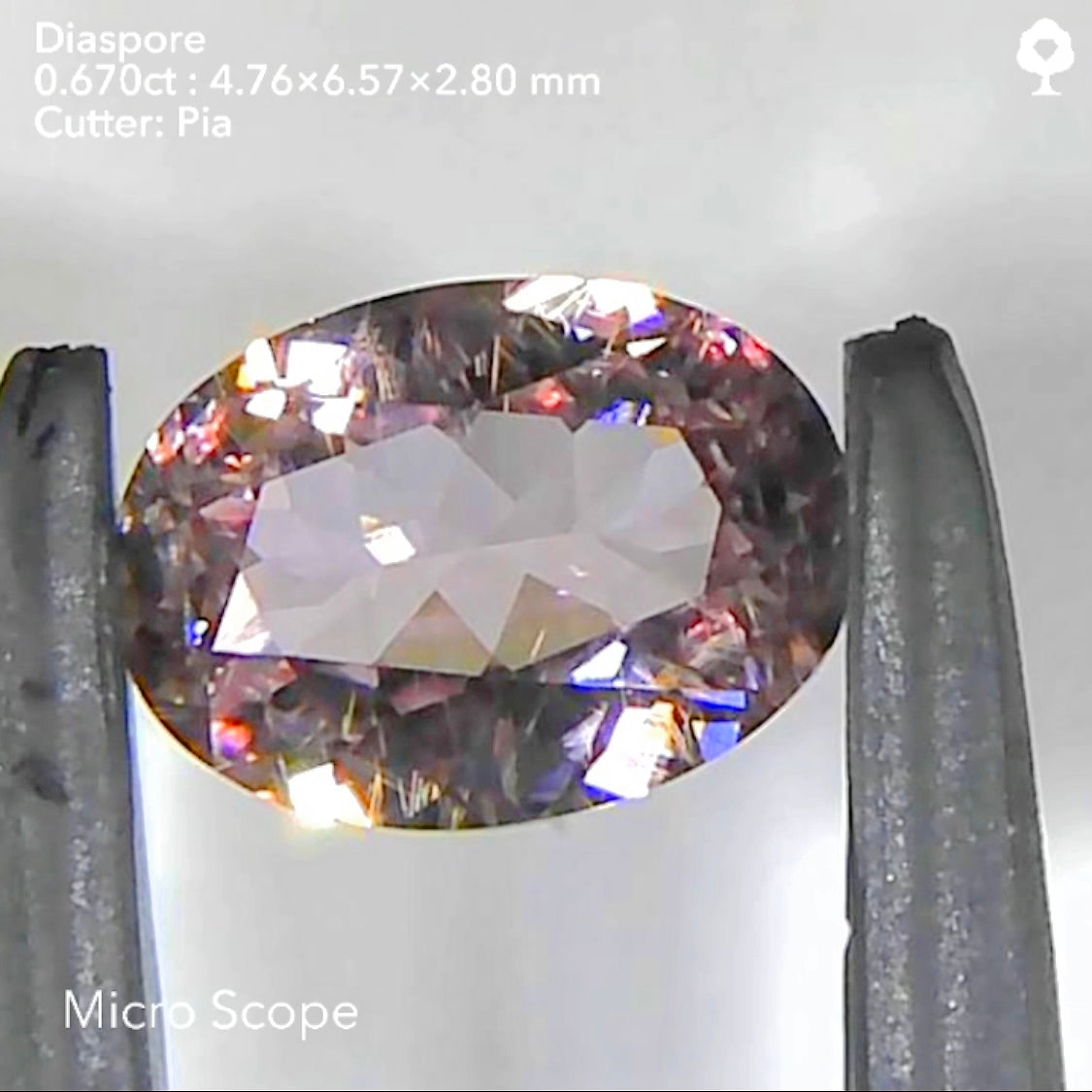 美色の中に隠れた「針インクル」が綺麗✨パープルピンクダイアスポア0.670ct★ピアッちゃん作品