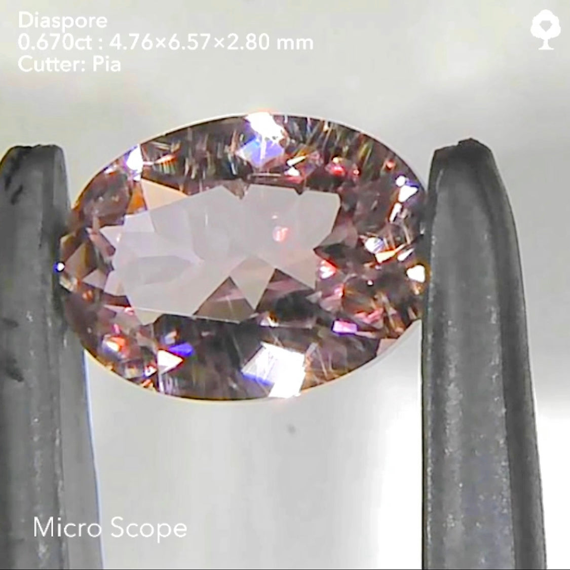 美色の中に隠れた「針インクル」が綺麗✨パープルピンクダイアスポア0.670ct★ピアッちゃん作品
