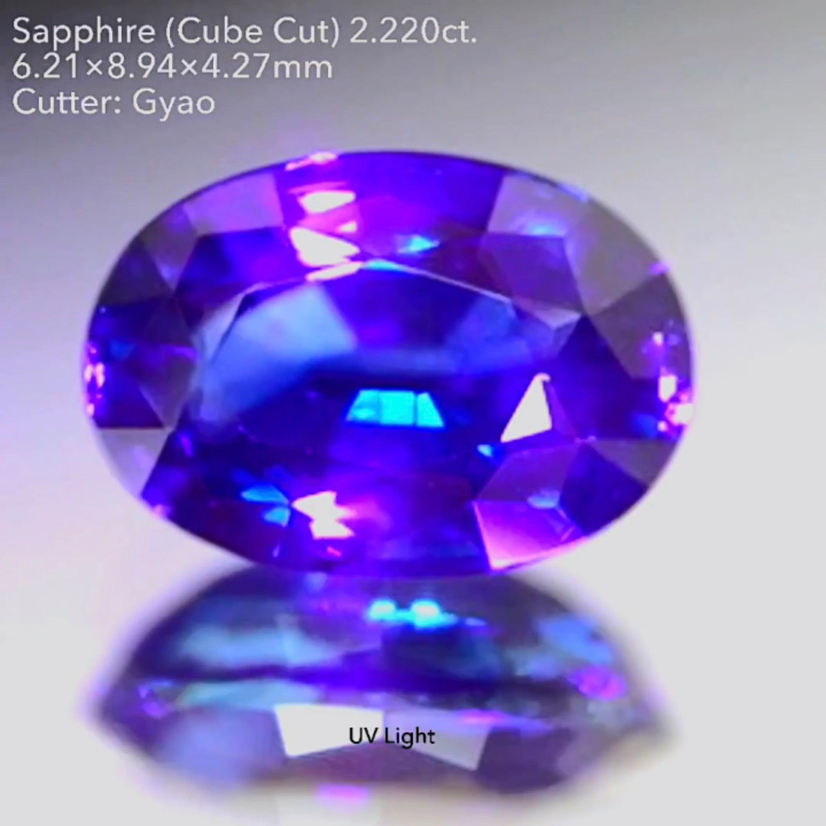ロイヤルにインクブルーが混ざった濃厚美色に縁取りキューブカット★サファイア 2.220ct【Cube cut】