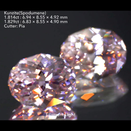 またしても奇跡のセット誕生👏見事なカットで仕上げたファンシーオーバル✨クンツァイト2個セット計3.643ct🌸🌸ピアッちゃん作品💎