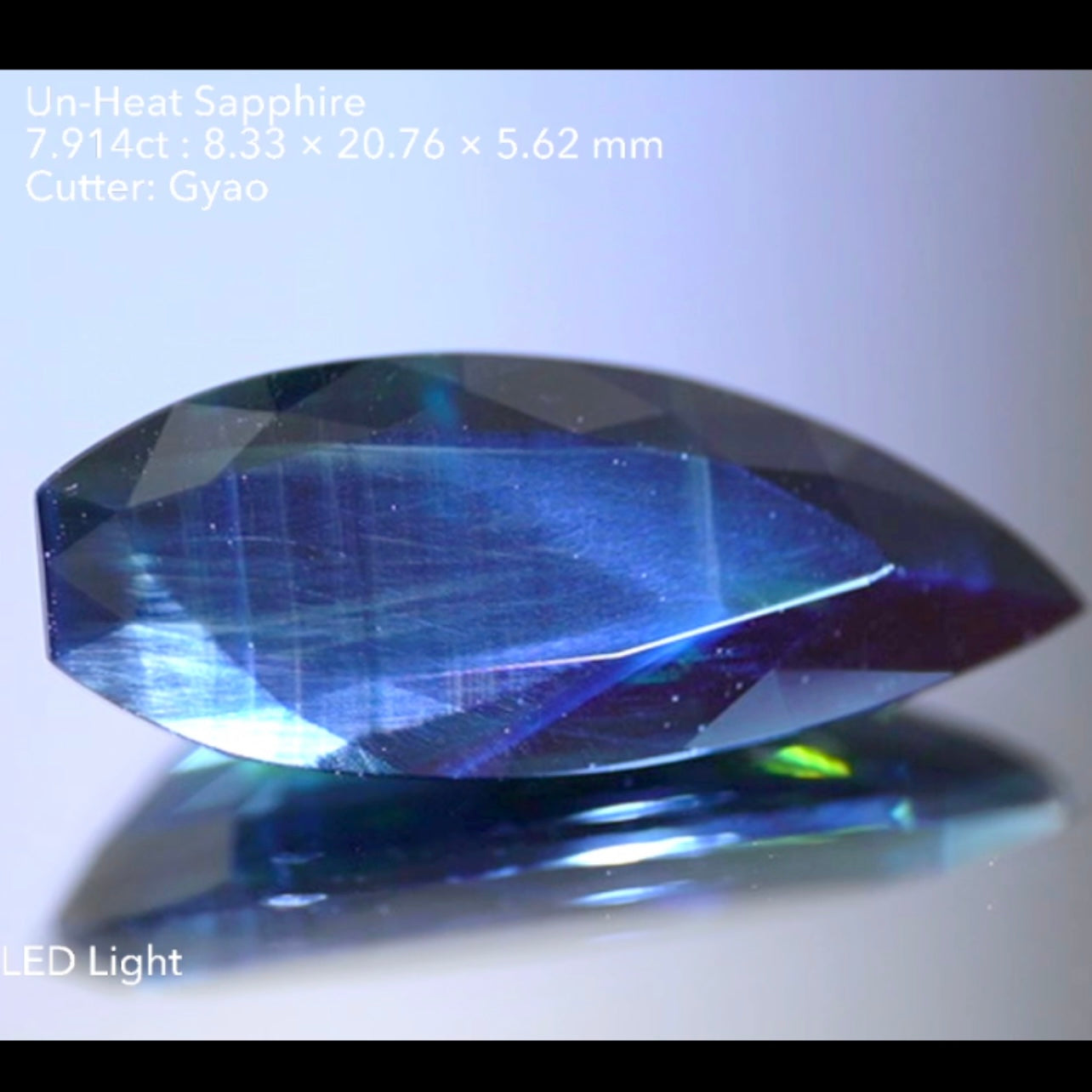 非加熱サファイア 7.914ct★金色に近いシーンも出るGTJ歴史の一つに残るサファイア通向けの逸品