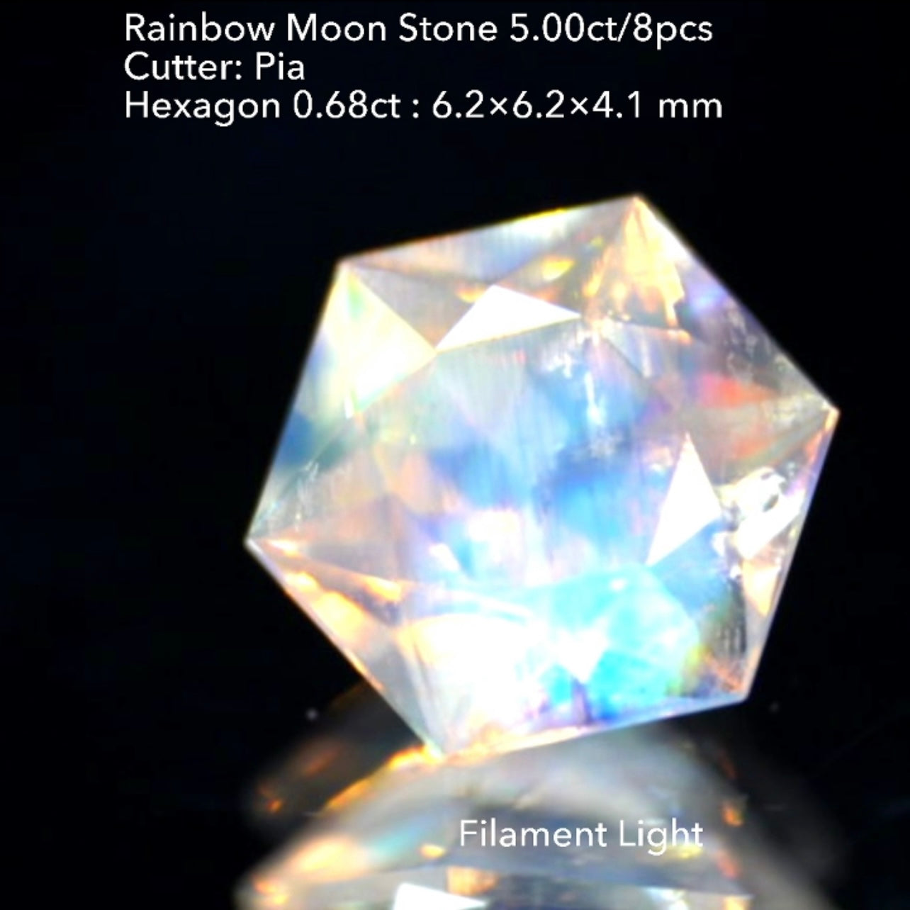 4日22:00終了💨2022年初売りオークション❗️GTJ の大人気アイテム💎3~10角形の多角形セット✨レインボームーンストーン8個で5.00ct🌈🌖💎ピアッちゃん作品👍