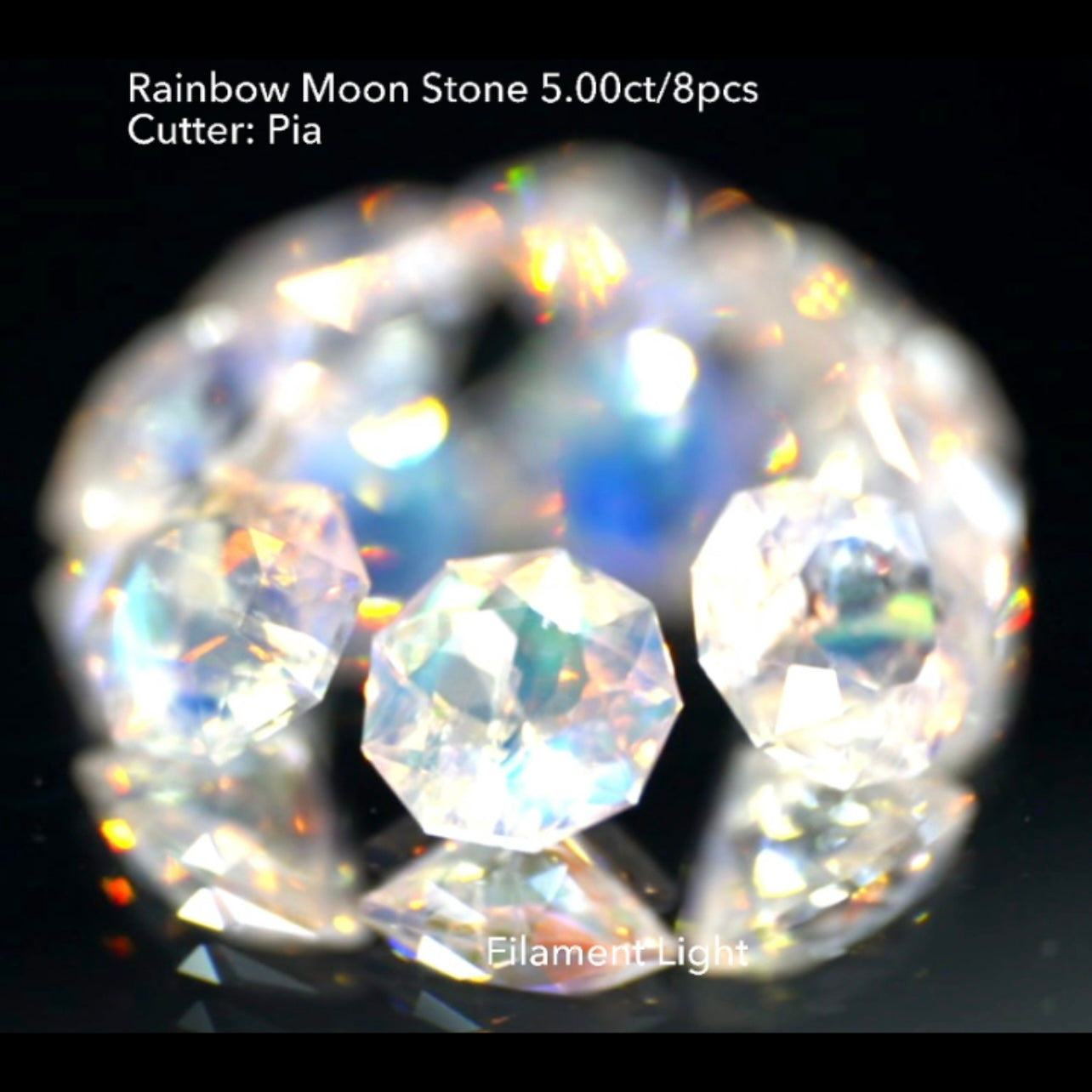 4日22:00終了💨2022年初売りオークション❗️GTJ の大人気アイテム💎3~10角形の多角形セット✨レインボームーンストーン8個で5.00ct🌈🌖💎ピアッちゃん作品👍