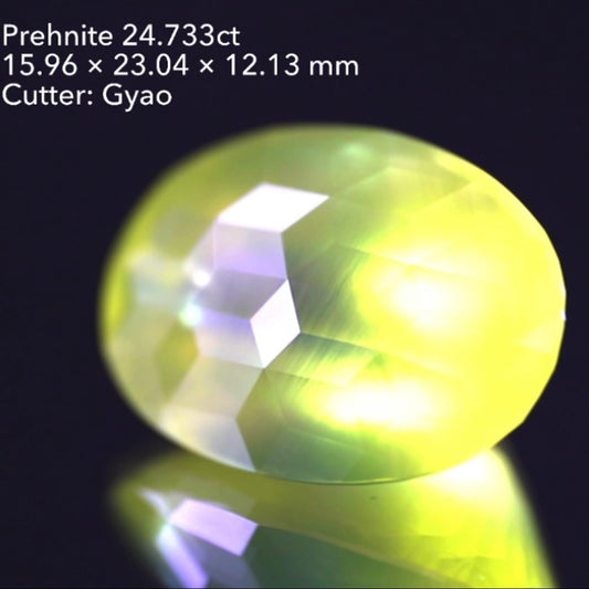 【SOLD OUT】傑作👏両面キューブの大粒イエロープレナイト24.733ct💎ゲオちゃん作品