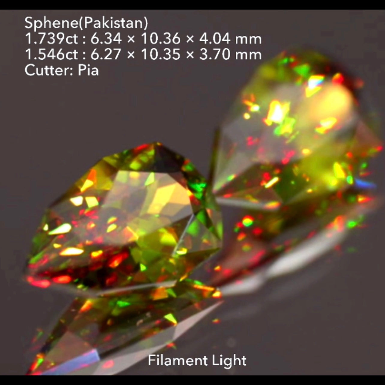 【SOLD OUT】これぞGTQスフェーン👍色もファイアーも完璧です👏パキスタン産2個セット計3.285ct💎💎ピアッちゃん作品✨こちらはお問合せ一番乗り特価でご紹介です♪