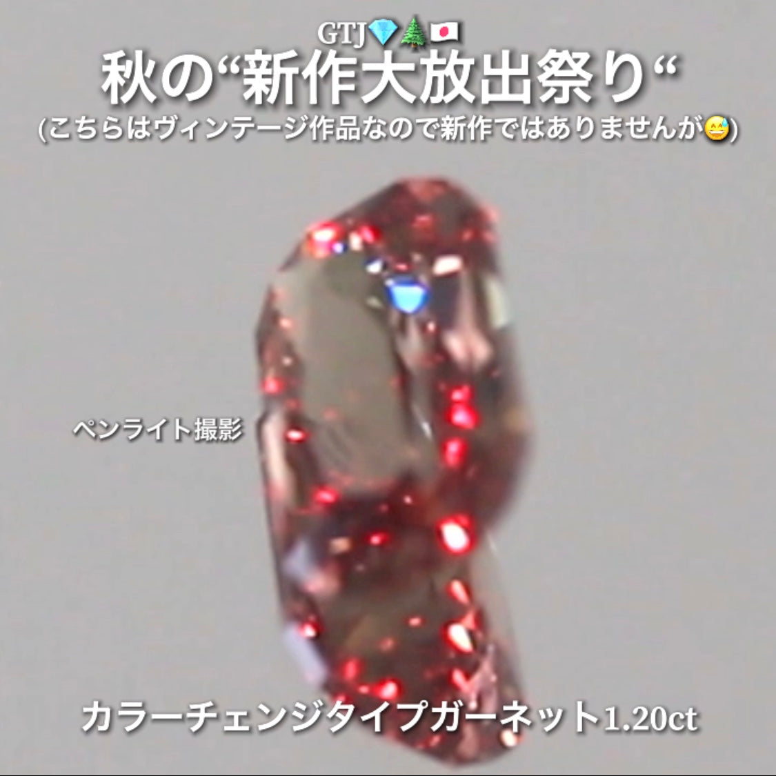 本日最後の“オークションDAY”はこちら💎GTQヴィンテージ作品カラーチェンジタイプガーネット1.20ct✨ヴィンテージ作品nanode秋の“新作ではないけど😅大放出祭り🍁”今回も時短versionでの開催です❗️ 本日「22時00分終了」となります⏰