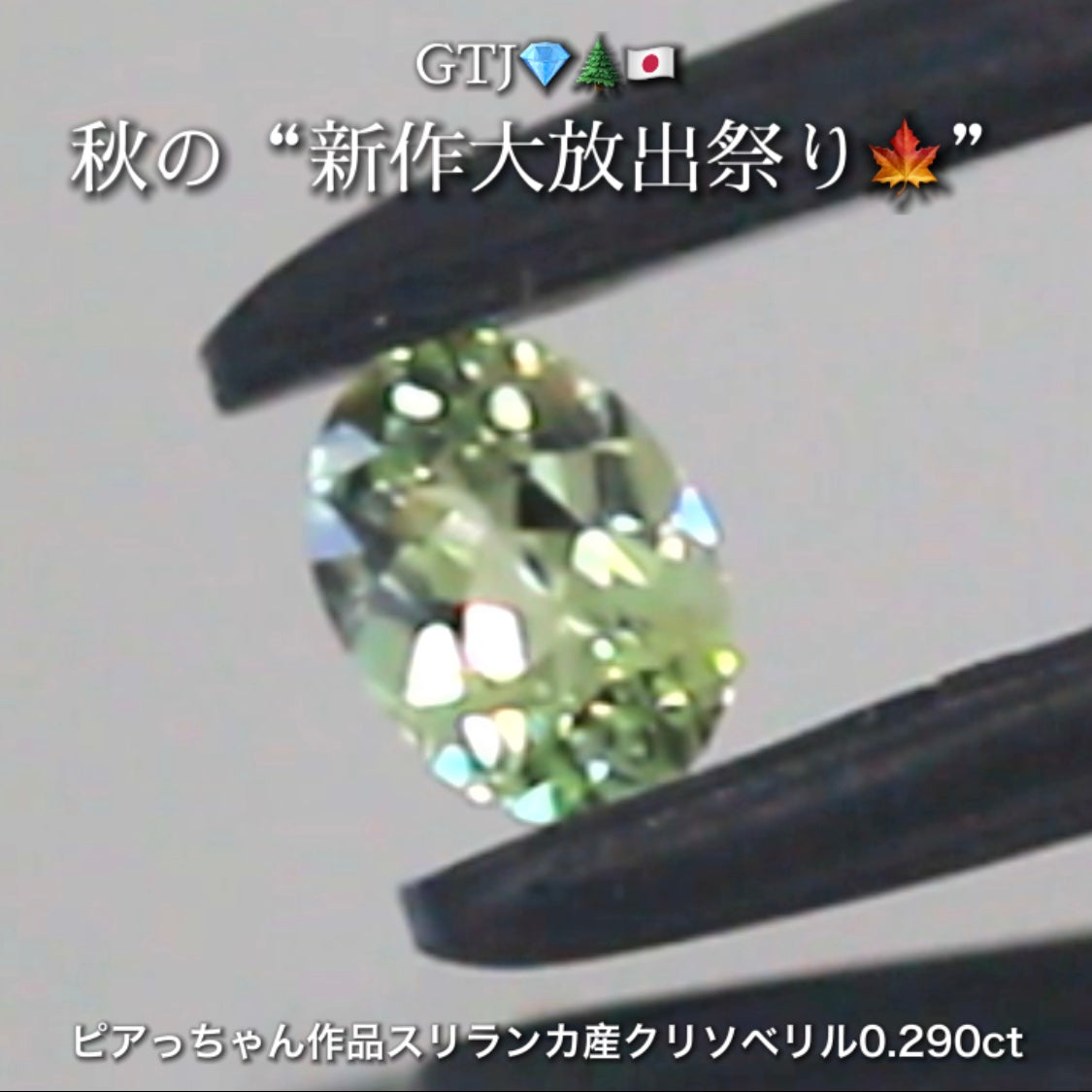 バナジウムクリソベリル0.290ct✨ピアっちゃん作品👌GTJ💎🌲🇯🇵秋の“新作大放出祭り🍁”こちらはナント❗️オークションでご紹介します😲本日「22時00分終了」となります⏰