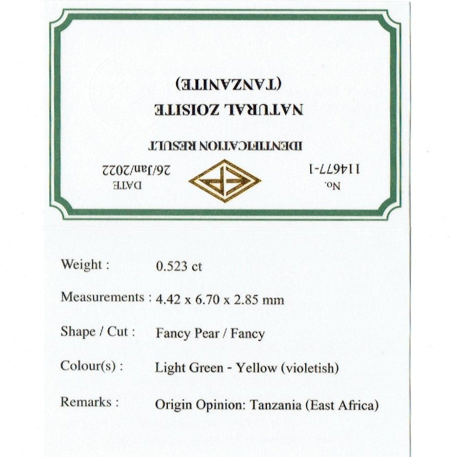 淡い美色グリーンの非加熱ゾイサイト(タンザナイト)0.523ct💎ピアッちゃん作品✨