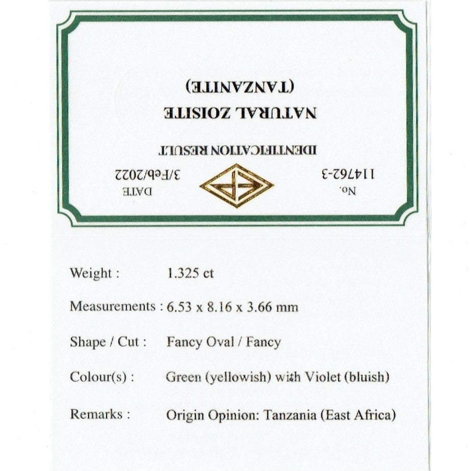 大きい面に広がる“美色グリーン”と“うるうる感”✨👍非加熱ゾイサイト(タンザナイト)1.325ct💎ピアッちゃん作品✨今なら『クーポン or ZB』のご利用もOK❗️