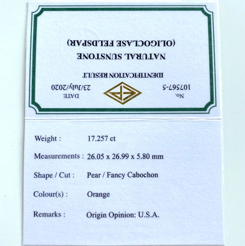 サンストーン17.257ct✨ファンシーな形に広がる楽しいシラー💎“カボション特集”