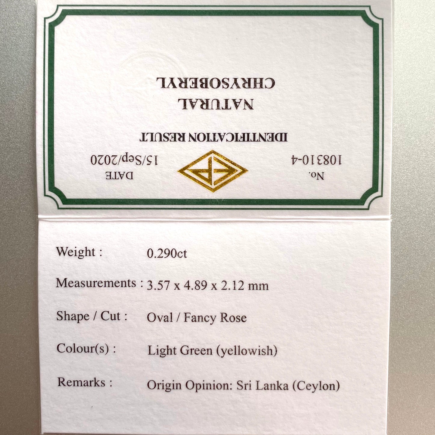 バナジウムクリソベリル0.290ct✨ピアっちゃん作品👌GTJ💎🌲🇯🇵秋の“新作大放出祭り🍁”こちらはナント❗️オークションでご紹介します😲本日「22時00分終了」となります⏰