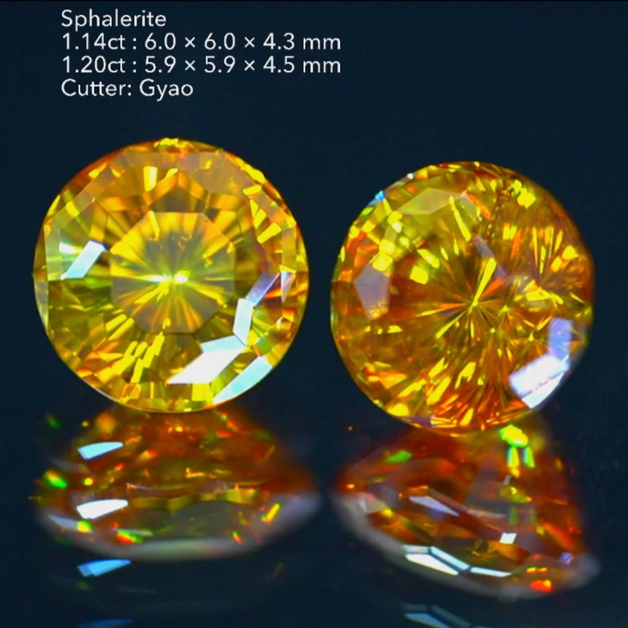 奇跡のペア🎁✨スファレライト1.14ct & 1.20ct✨カッコイイ変則キューブに窓まで付いた傑作👍ゲオちゃん作品