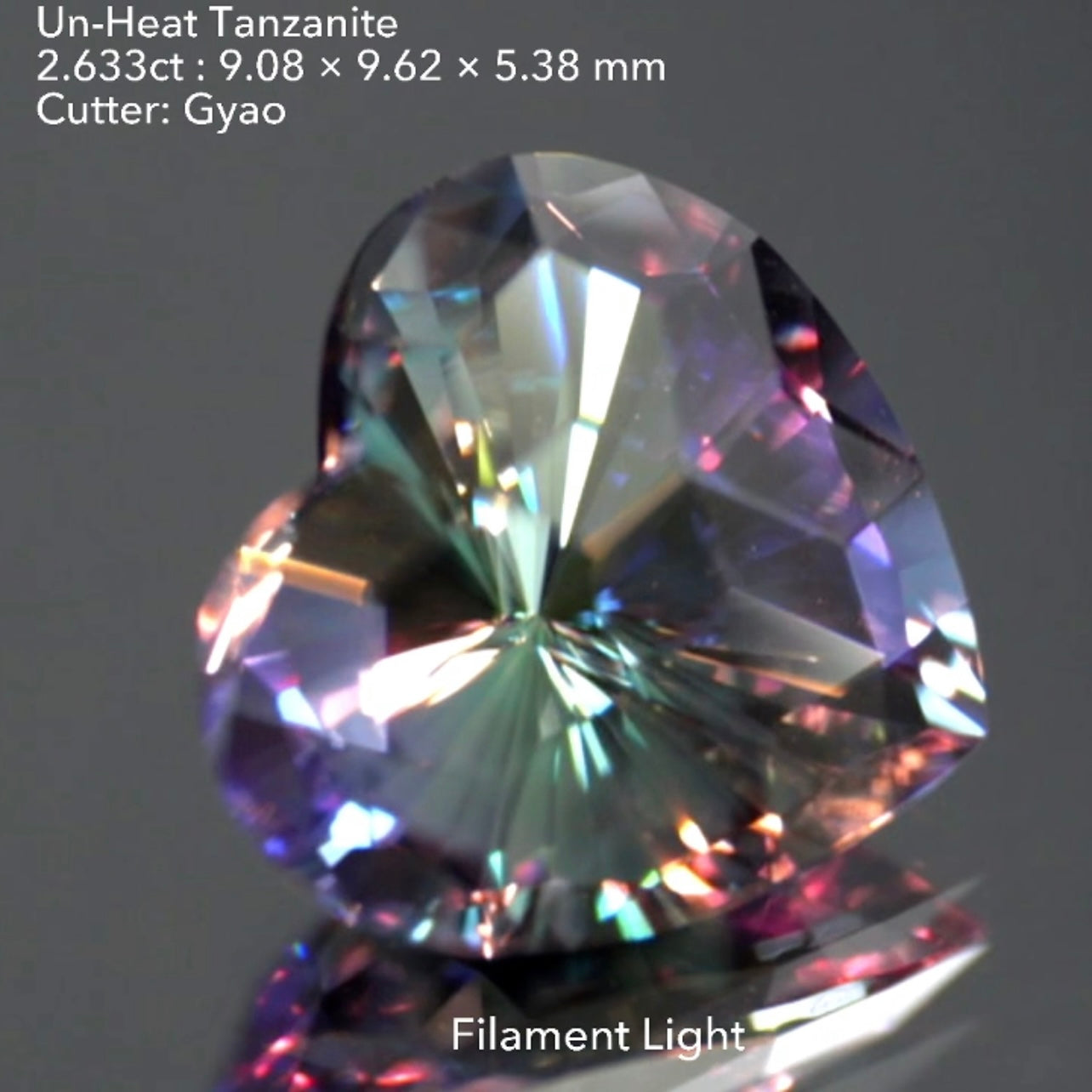 【SOLD OUT】ハートにキューブカットを施した世界に一つの美色非加熱タンザナイト(ゾイサイト)2.633ct💎ゲオちゃん作品🌈こちらはお問合せ一番乗り特価でご紹介です♪