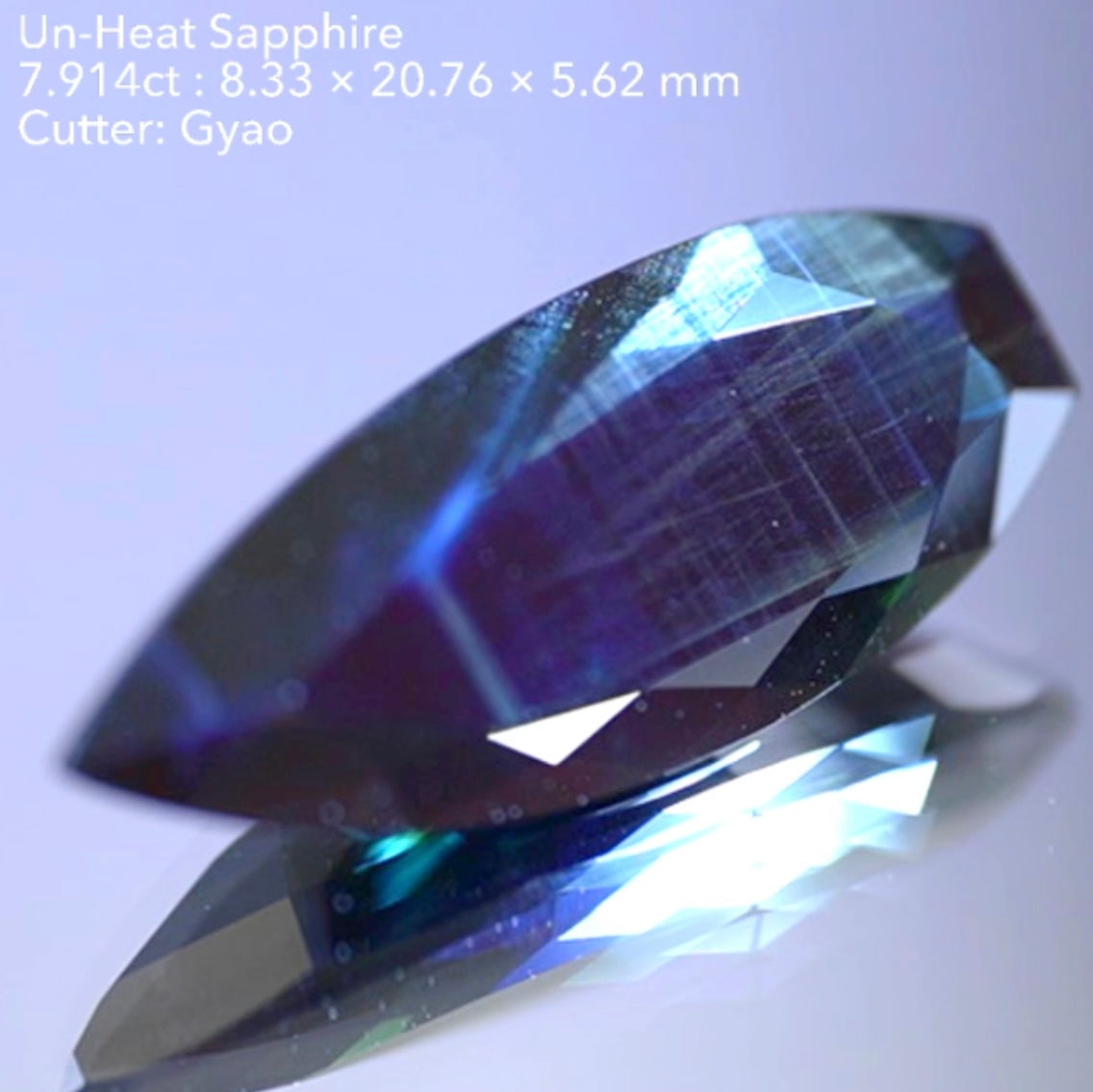 非加熱サファイア 7.914ct★金色に近いシーンも出るGTJ歴史の一つに残るサファイア通向けの逸品