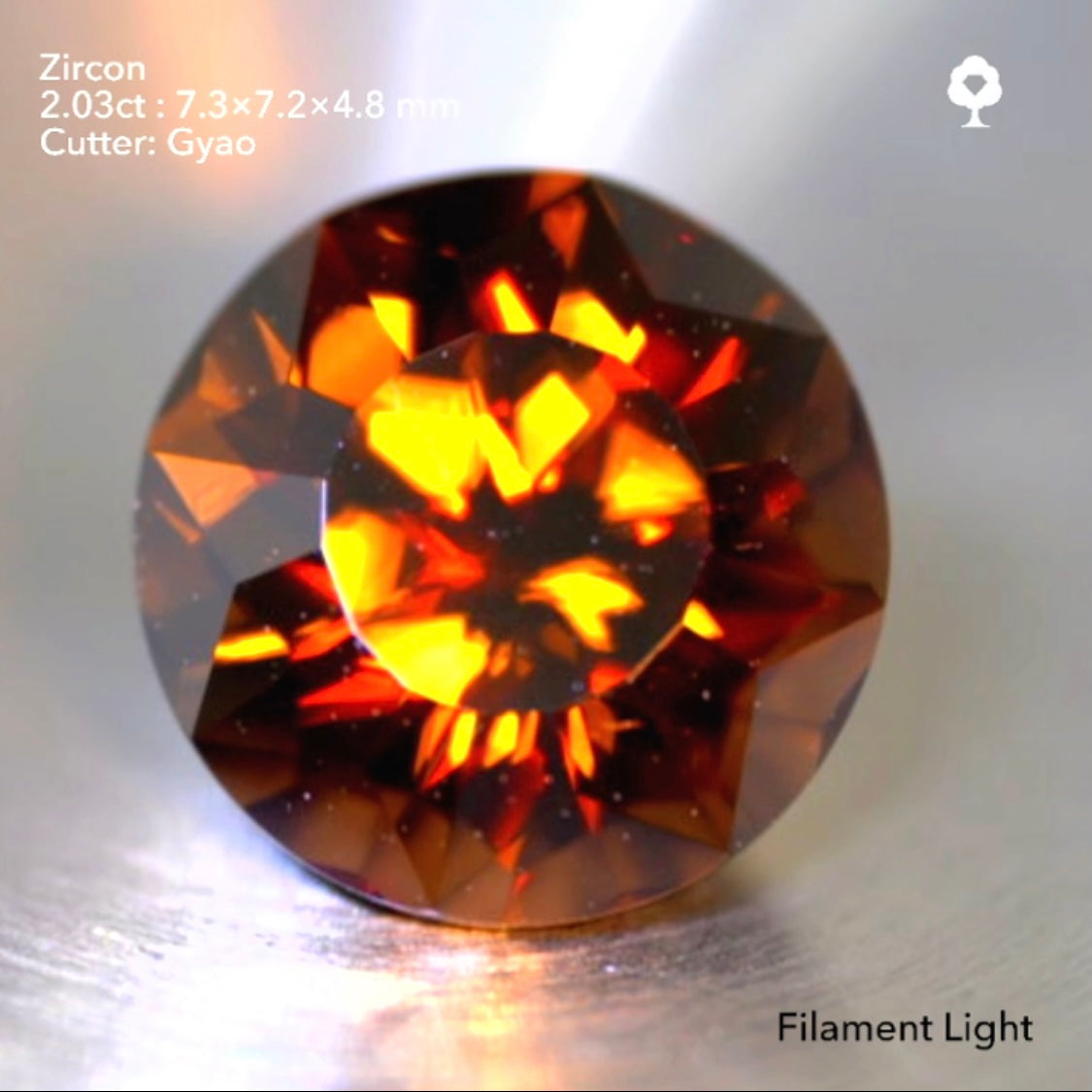 燃える太陽にも見える変則キューブカット☀️深い美色“ウヰスキーカラー”ジルコン2.03ct✨ゲオちゃん作品