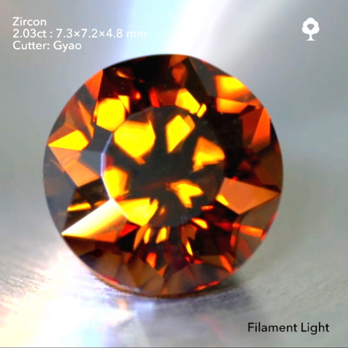 燃える太陽にも見える変則キューブカット☀️深い美色“ウヰスキーカラー”ジルコン2.03ct✨ゲオちゃん作品