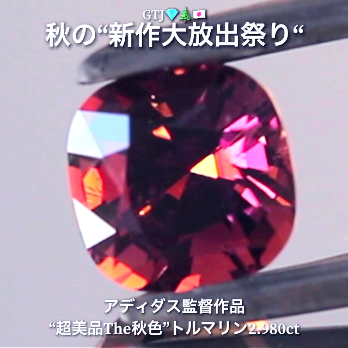 キタ〜っ!こちらはアディダス監督作品💎シベライト2.980ct✨10月は秋らしい“美色トルマリン”からスタートです♬秋の“新作大放出祭り🍁”
