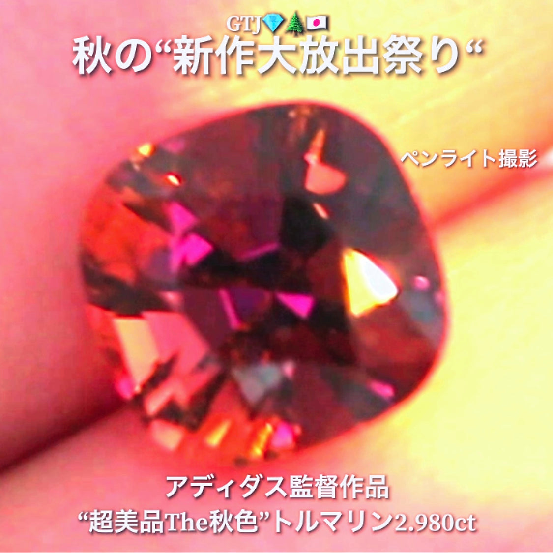 キタ〜っ!こちらはアディダス監督作品💎シベライト2.980ct✨10月は秋らしい“美色トルマリン”からスタートです♬秋の“新作大放出祭り🍁”