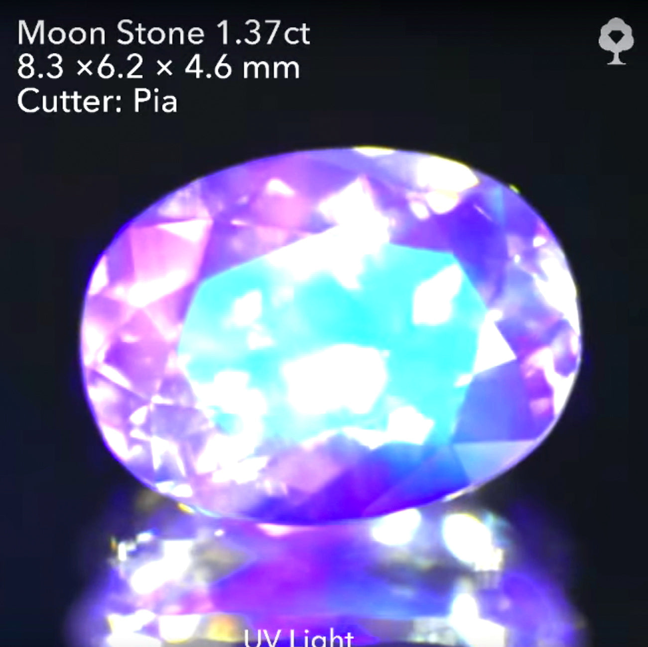 【SOLD OUT】わずかにレインボーチック🌈強ブルーシラームーンストーン1.37ct✨ピアッちゃん作品(LIVE中のお問合せ一番乗り特価でのご紹介です)