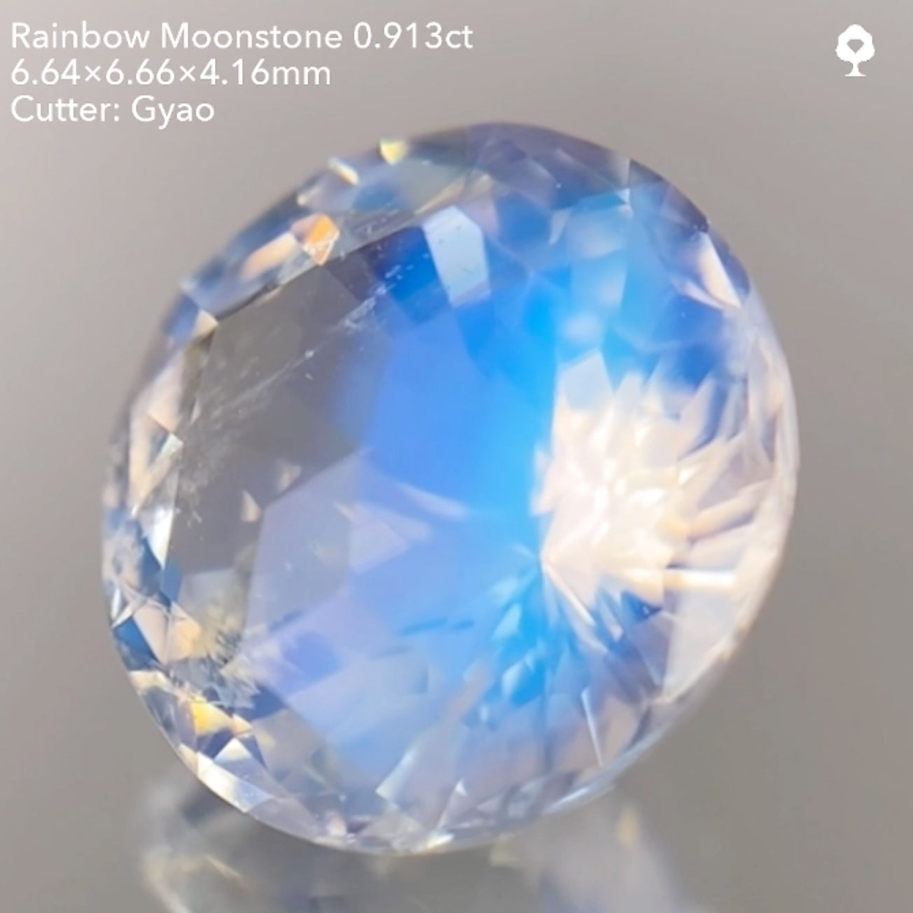 【SOLD OUT】ラウンドキューブスターレインボームーンストーン0.913ct/ゲオちゃん【両面キューブ】