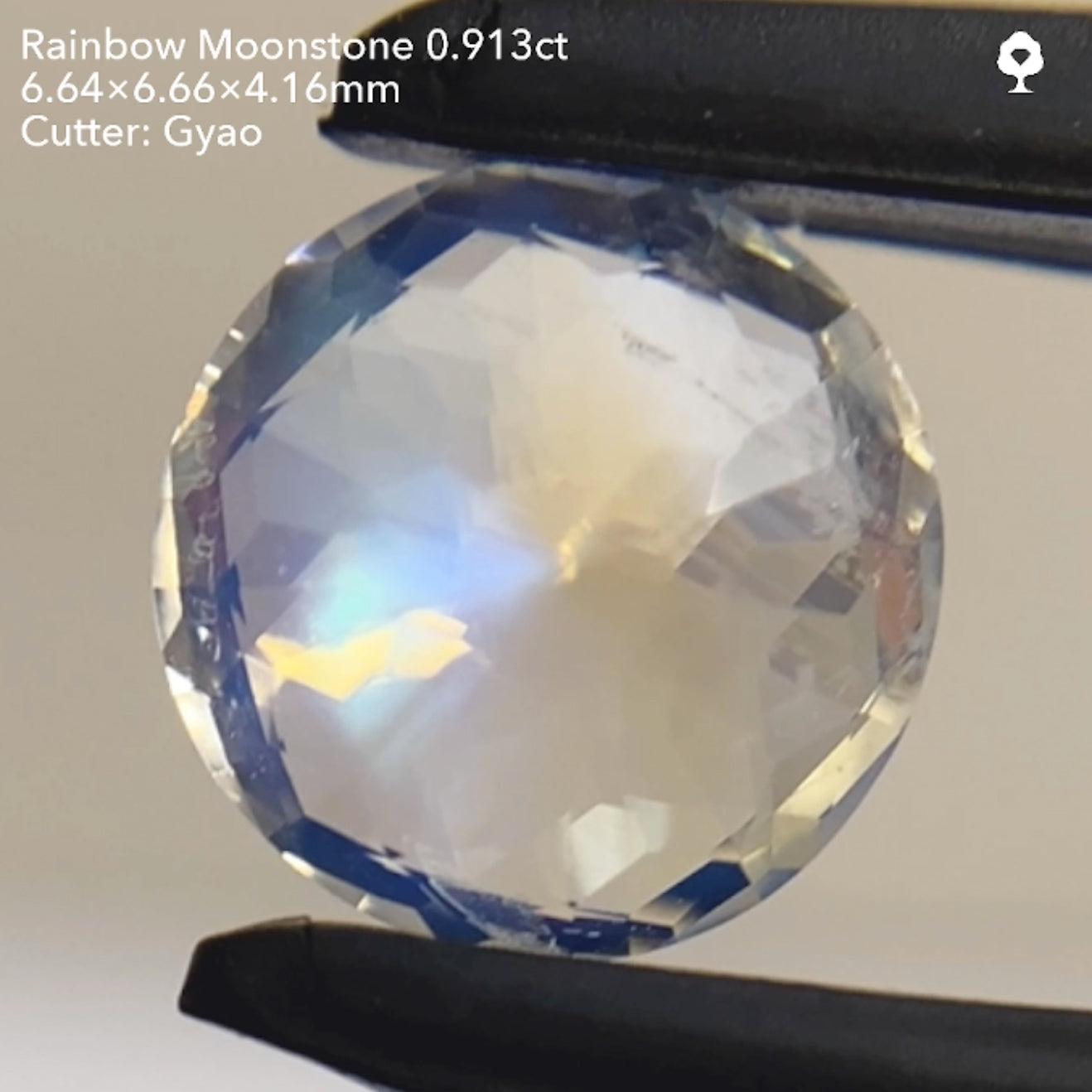 【SOLD OUT】ラウンドキューブスターレインボームーンストーン0.913ct/ゲオちゃん【両面キューブ】
