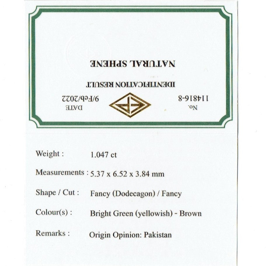 【SOLD OUT】パキスタン産スフェーン1.047ct💎ピアッちゃん作品🌈こちらはお問合せ一番乗り特価でご紹介です♪