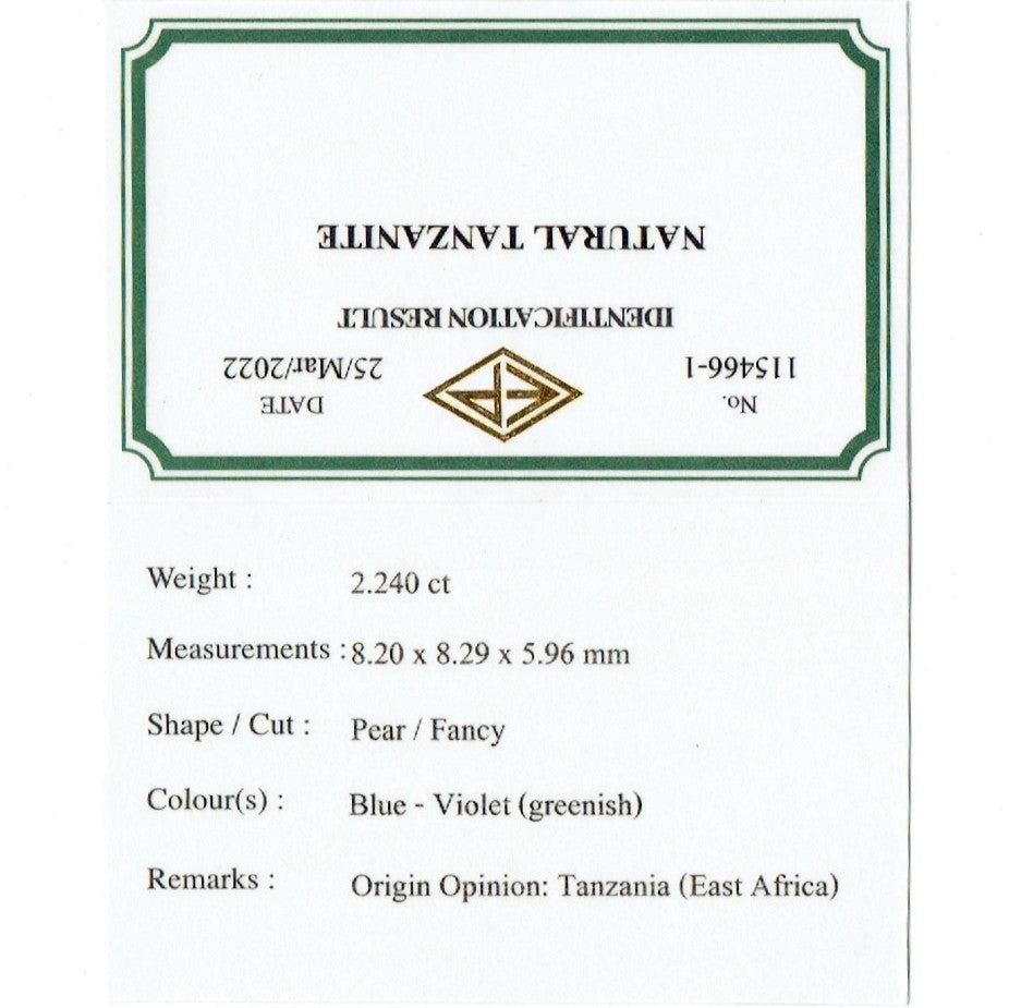 【可愛い形にエゲツないキューブ】非加熱タンザナイト(ゾイサイト)2.240ct (マンダリンオリエンタル個展開催特別出品)