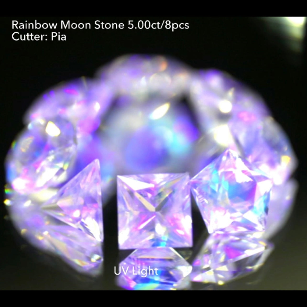 4日22:00終了💨2022年初売りオークション❗️GTJ の大人気アイテム💎3~10角形の多角形セット✨レインボームーンストーン8個で5.00ct🌈🌖💎ピアッちゃん作品👍